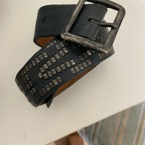 Vintage inspired Blk leather distressed stud belt